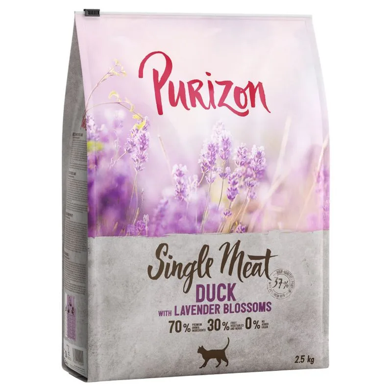 Purizon Single Meat Anatra con Fiori di lavanda Crocchette per gatto (2,5 kg)