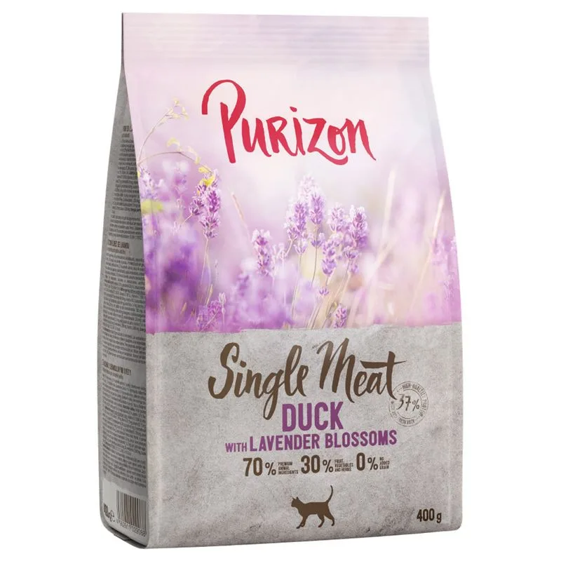 Purizon Single Meat Anatra con Fiori di lavanda Crocchette per gatto (400 g)