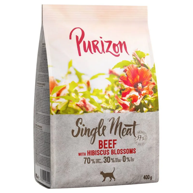 Purizon Single Meat Manzo con Fiori di ibisco Crocchette per gatto (400 g)