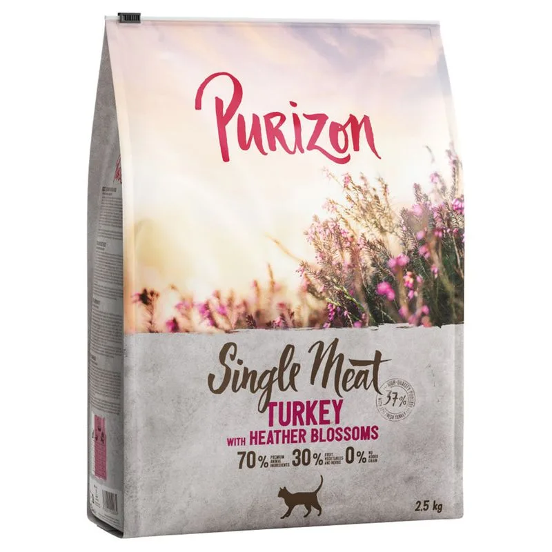 Purizon Single Meat Tacchino con Fiori di erica Crocchette per gatto (2,5 kg)