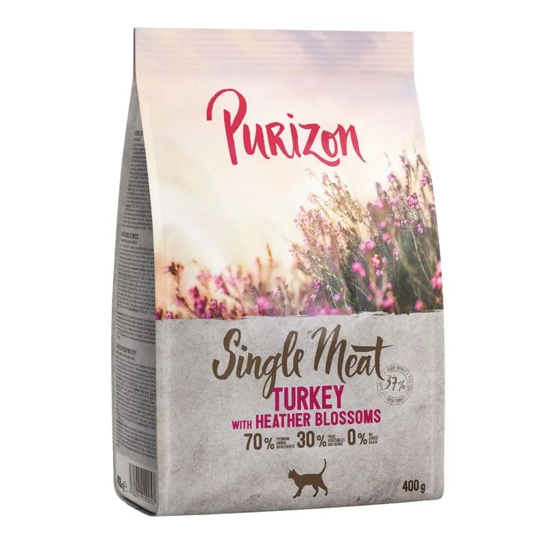 Purizon Single Meat Tacchino con Fiori di erica Crocchette per gatto (400 g)