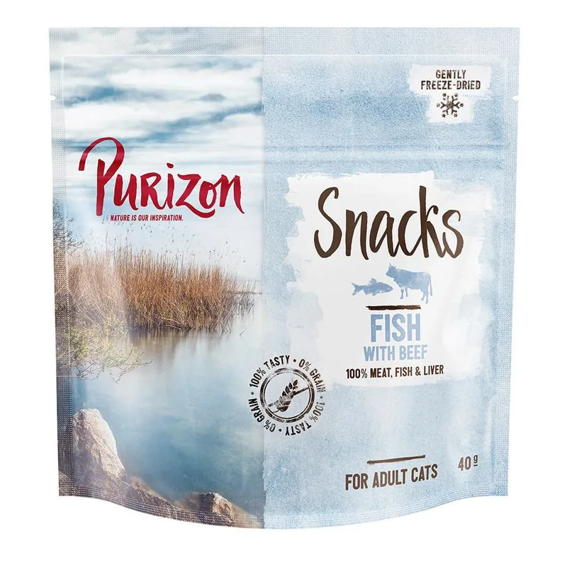 Purizon Snack per gatti Pesce con Manzo - senza cereali (Set %: 3 x 40 g)