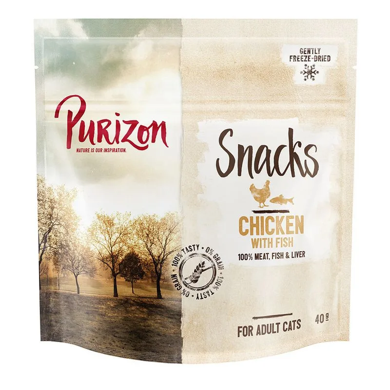 Purizon Snack per gatti Pollo con Pesce - senza cereali (Set %: 3 x 40 g)