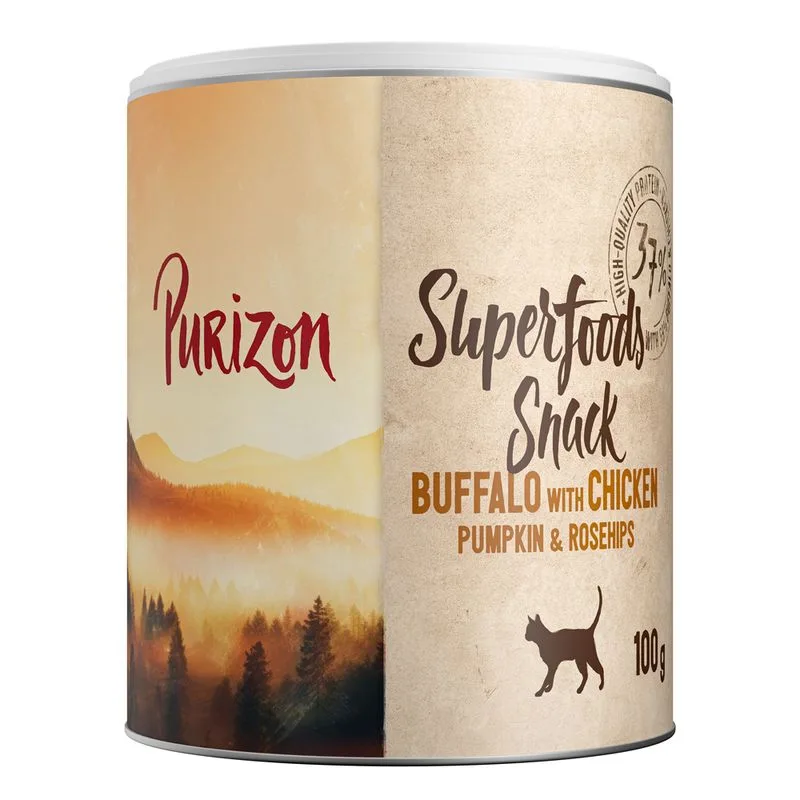 Purizon Superfood Snack per gatto (100 g Bufalo con pollo, zucca e sincarpio)