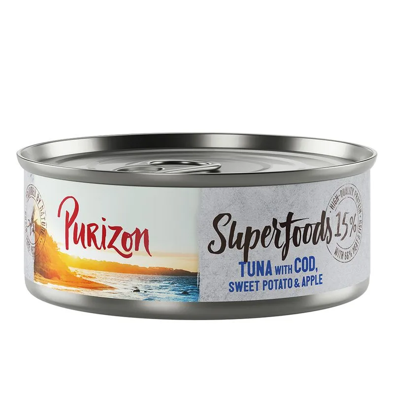 Purizon Superfoods 24 x 70 g (Tonno con Merluzzo, Patata dolce e Mela)