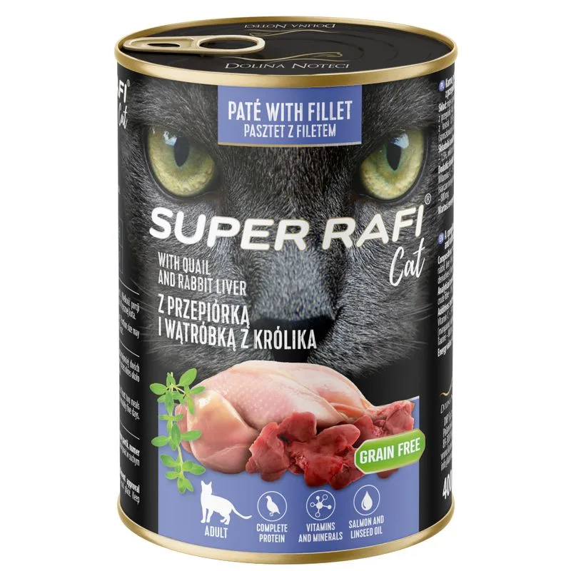 Rafi Cat Super 12 x 400 g (Quaglia e fegato di coniglio)