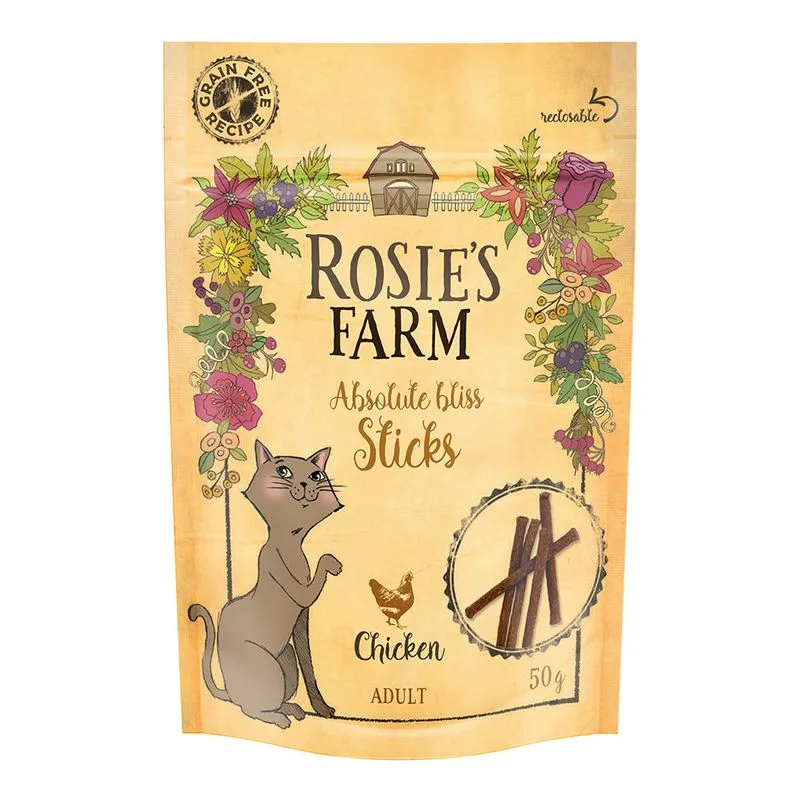 Rosie's Farm "Sticks" Pollo Snack per gatti (Set %: 5 x 50 g)