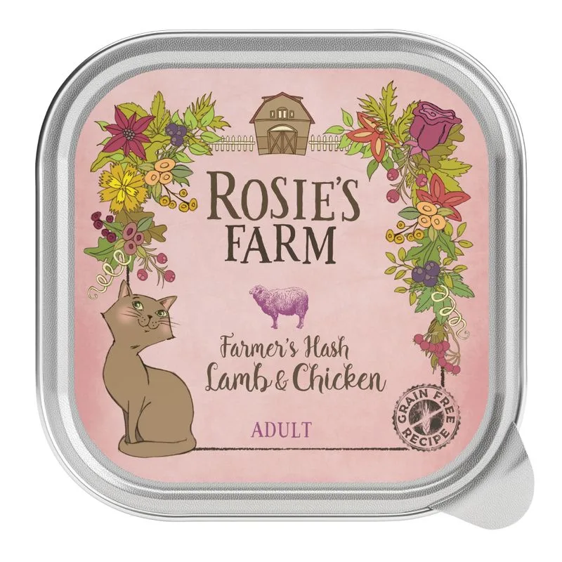 Rosie's Farm Adult 16 x 100 g umido per gatti (Agnello & Pollo)
