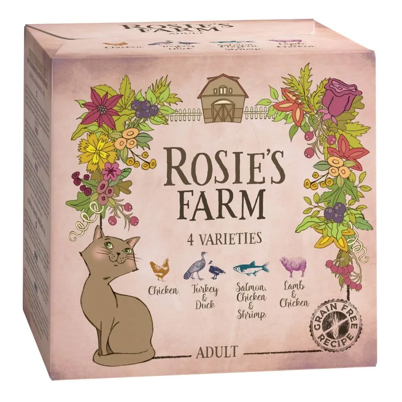 Rosie's Farm Adult 4 x 100 g Pacco misto umido per gatti