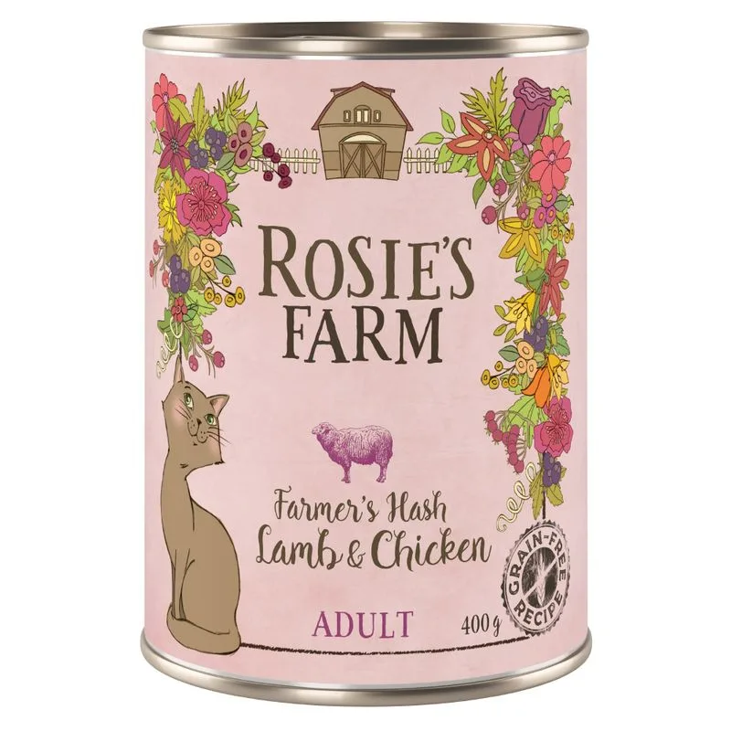 Rosie's Farm Adult 6 x 400 g umido per gatti (Agnello & Pollo)