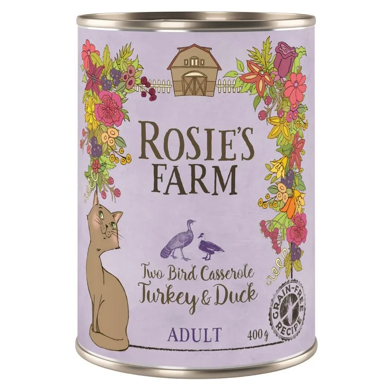 Rosie's Farm Adult 6 x 400 g umido per gatti (Tacchino & Anatra)