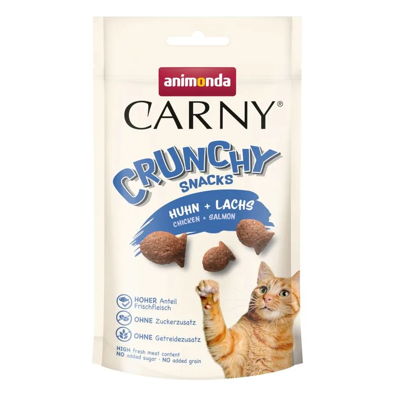 animonda Carny Adult Crunchy snack per gatti (Set %: 10 x 50 g di Pollo + Salmone)