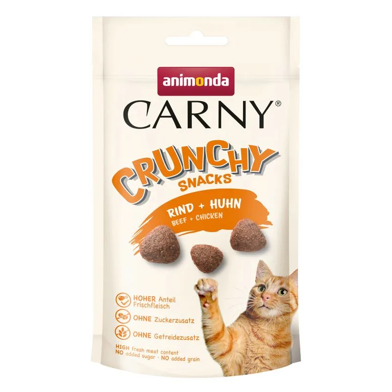 animonda Carny Adult Crunchy snack per gatti (Set% : 10 x 50 g di Manzo + Pollo)