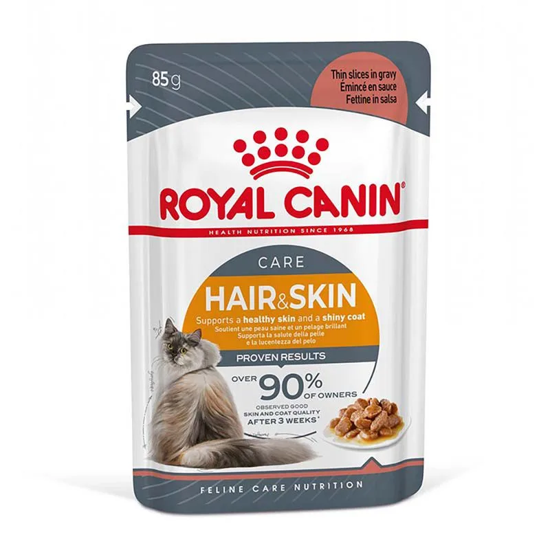 Royal Canin 48 x 85 g Alimento umido per gatti (Hair & Skin Care in Salsa)