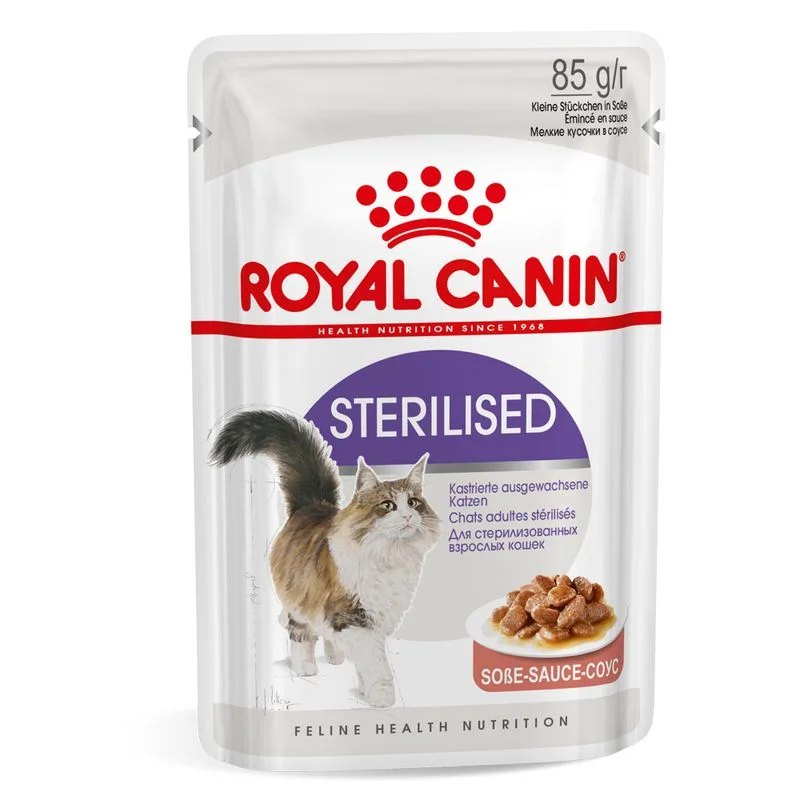 Royal Canin 48 x 85 g Alimento umido per gatti (Sterilised in Salsa)