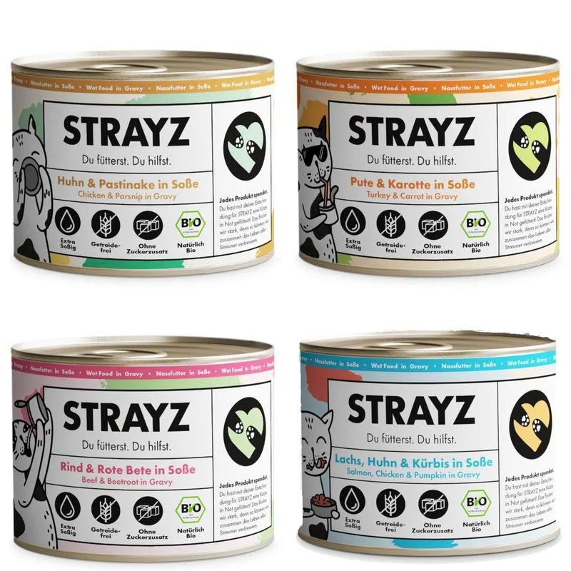 STRAYZ BIO Alimento umido per Gatti 8 x 200 g