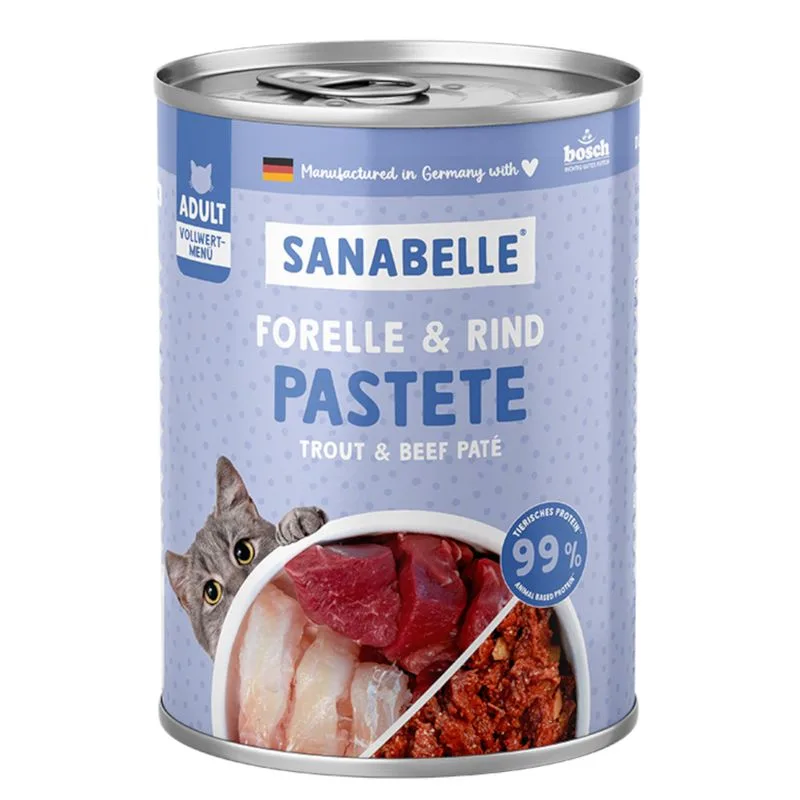 Sanabelle All Meat 24 x 400 g Alimento umido per gatti (Trota & Manzo)