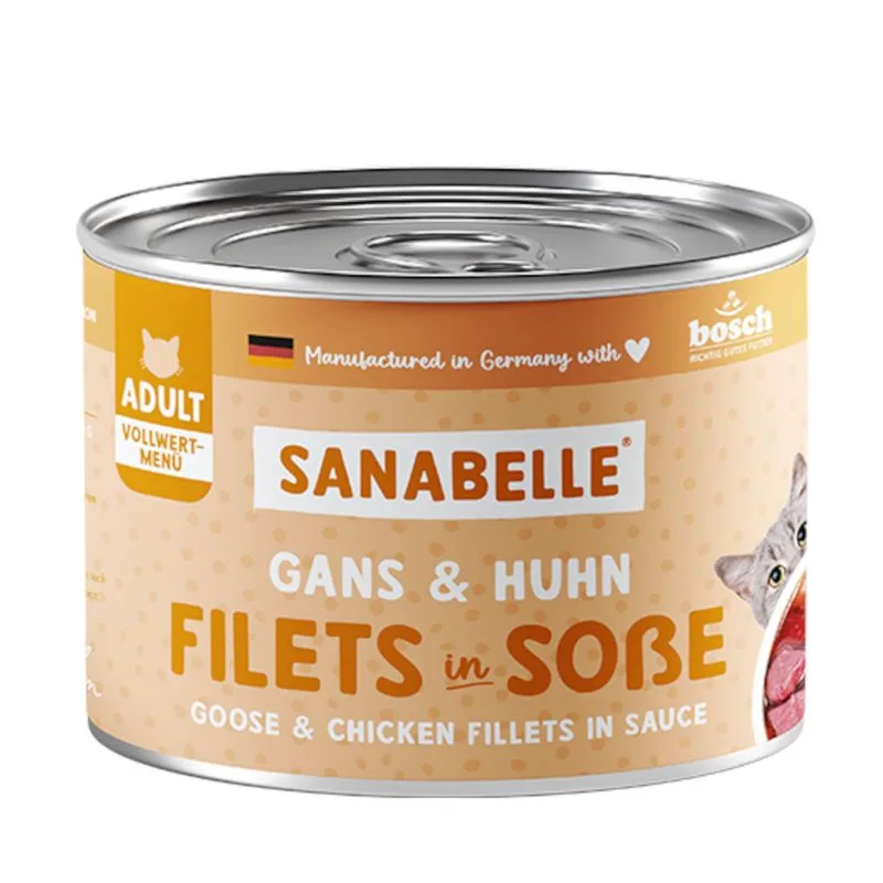 Sanabelle Carne in Salsa 24 x 180 g Alimento umido per gatti (Oca & Pollo)