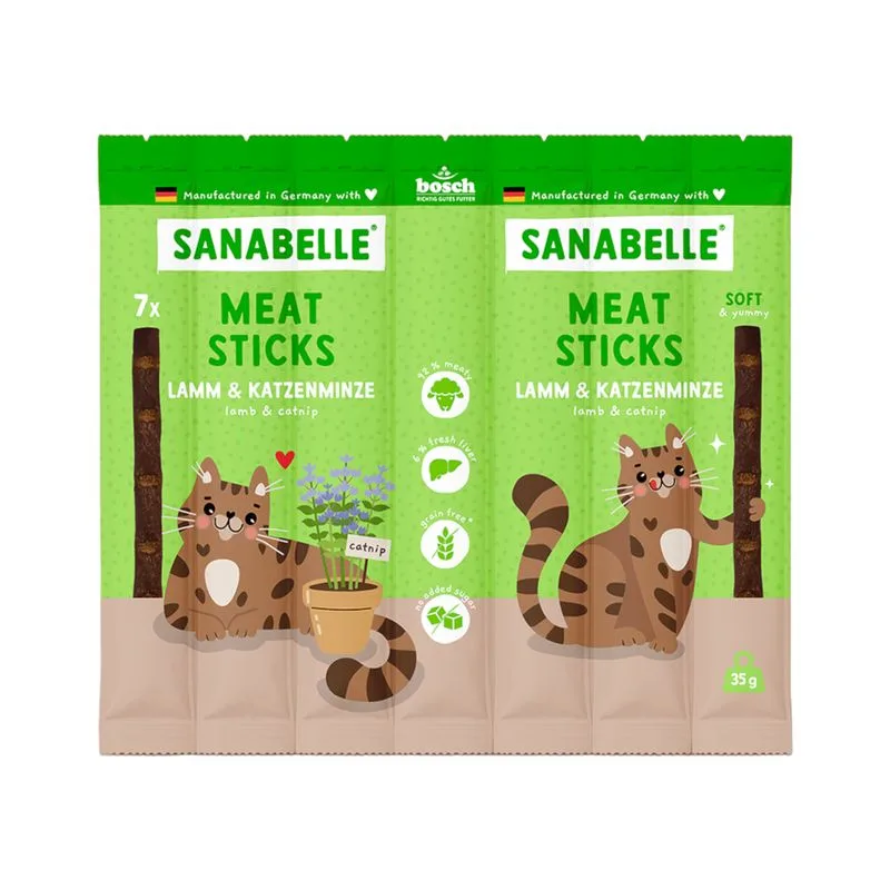 Sanabelle Meat Sticks (Set %: 16 x 35 g Agnello & Erba gatta)