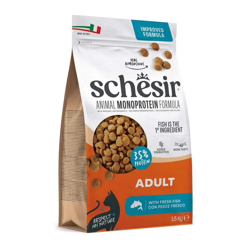 Schesir Adult Monoprotein con Pesce (Set %: 3 x 1,5 kg)