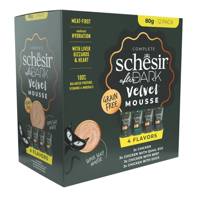 Schesir After Dark Velvet Mousse Pacco misto 12 x 80 g Umido per gatto