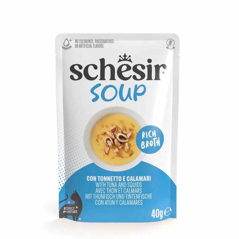 Schesir Cat Soup 24 x 40 g in buste (Tonnetto e calamari)