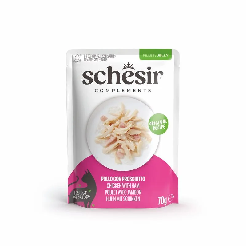 Schesir Complements Filetti in gelatina 6 x 70 g in buste (Pollo con prosciutto)