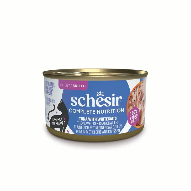 Schesir Complete Nutrition Filetti in brodo 24 x 85 g in lattine (Tonnetto con alicette)