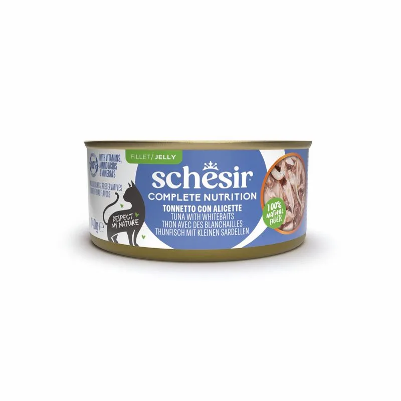 Schesir Complete Nutrition Filetti in gelatina 24 x 140 g in lattine (Tonnetto con alicette)