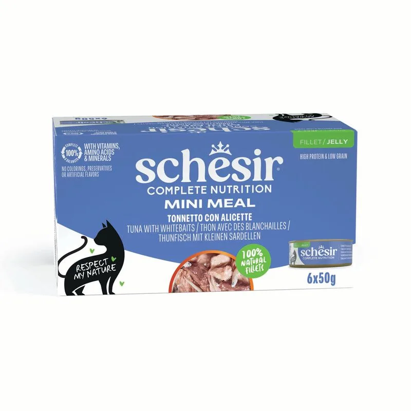 Schesir Complete Nutrition Filetti in gelatina 24 x 50 g in lattine (Tonnetto con alicette)