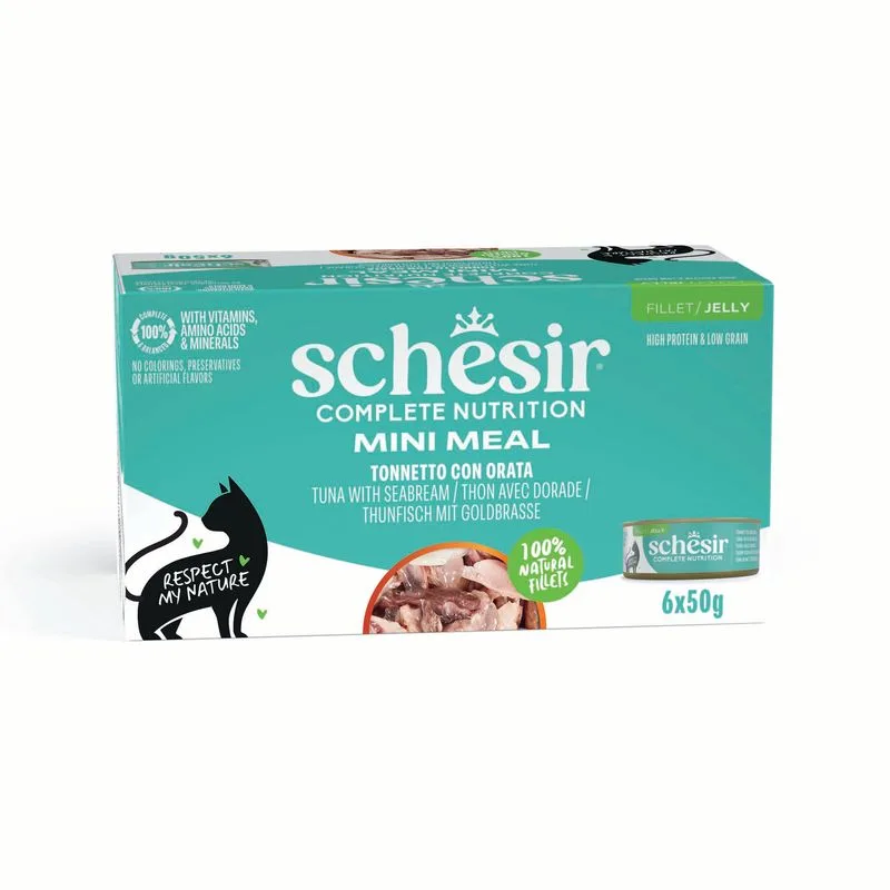 Schesir Complete Nutrition Filetti in gelatina 24 x 50 g in lattine (Tonnetto con orata)