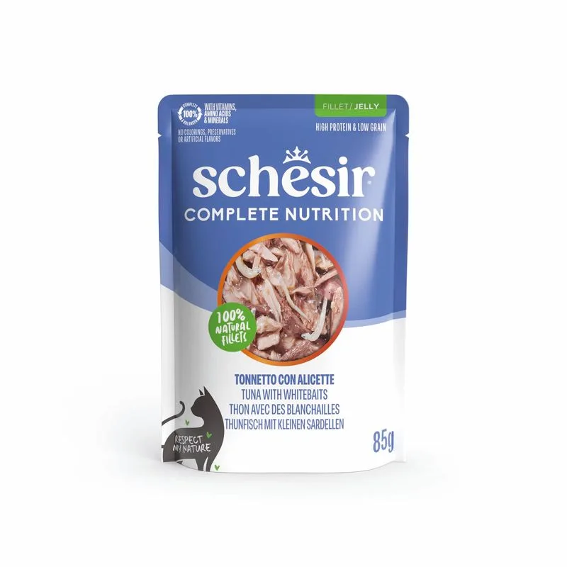 Schesir Complete Nutrition Filetti in gelatina 24 x 85 g in buste (Tonnetto con alicette)