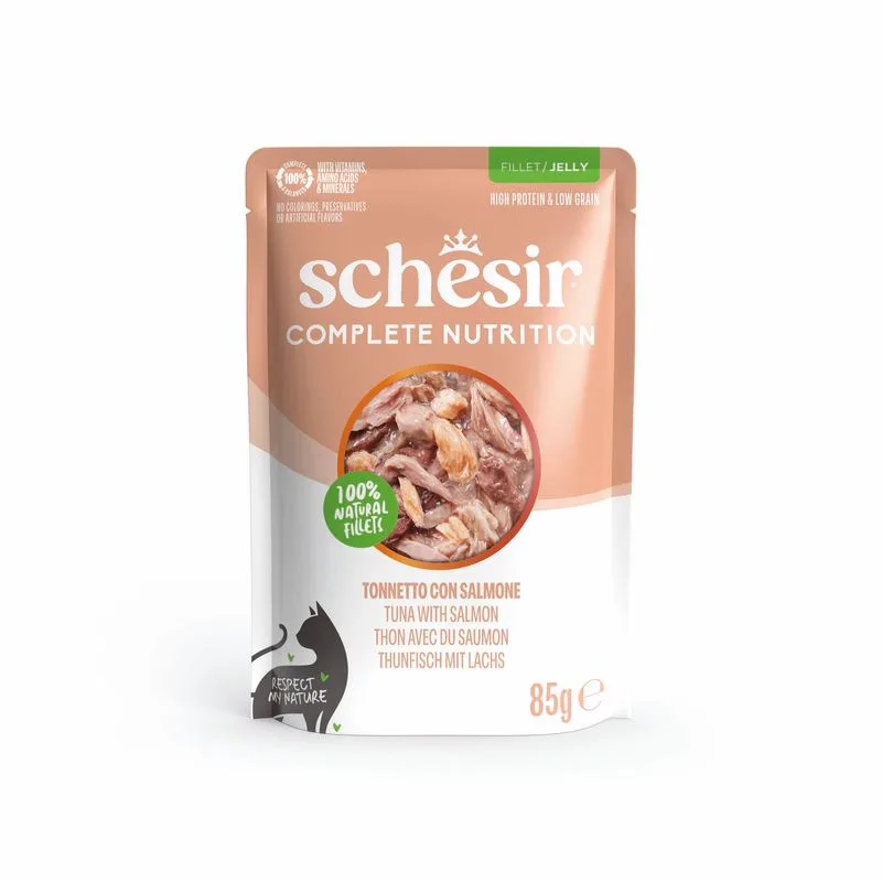 Schesir Complete Nutrition Filetti in gelatina 24 x 85 g in buste (Tonnetto con salmone)