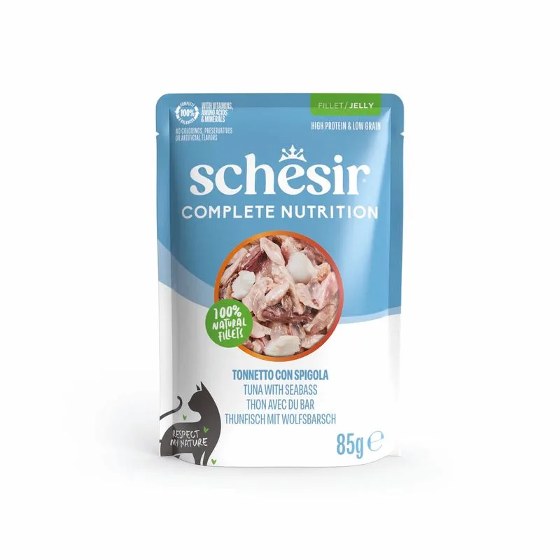 Schesir Complete Nutrition Filetti in gelatina 24 x 85 g in buste (Tonnetto con spigola)