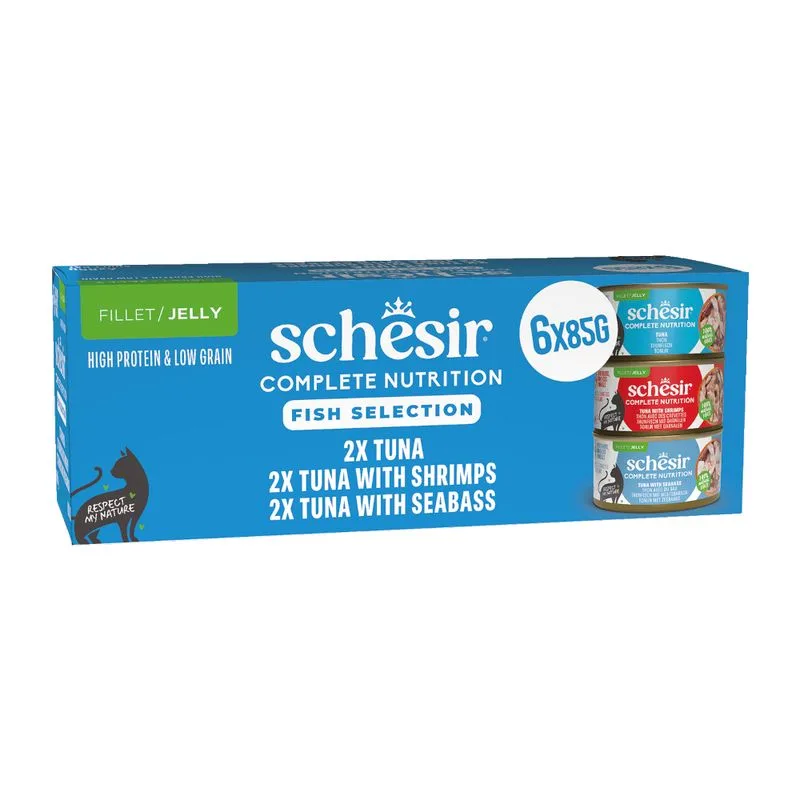 Schesir Complete Nutrition Filetti in gelatina 24 x 85 g in lattine (Mix: Tonnetto misto (3 varianti))