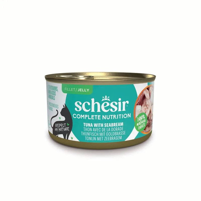 Schesir Complete Nutrition Filetti in gelatina 24 x 85 g in lattine (Tonnetto con orata)