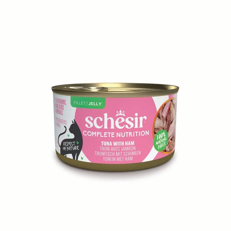 Schesir Complete Nutrition Filetti in gelatina 24 x 85 g in lattine (Tonnetto con prosciutto)