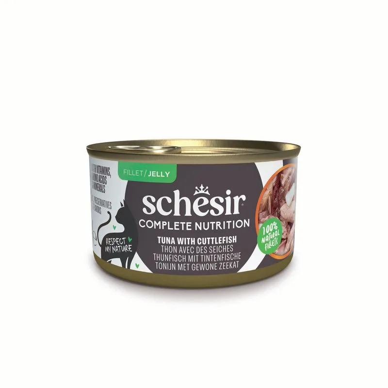 Schesir Complete Nutrition Filetti in gelatina 24 x 85 g in lattine (Tonnetto con seppie)