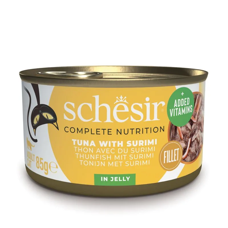 Schesir Complete Nutrition Filetti in gelatina 24 x 85 g in lattine (Tonnetto con surimi)