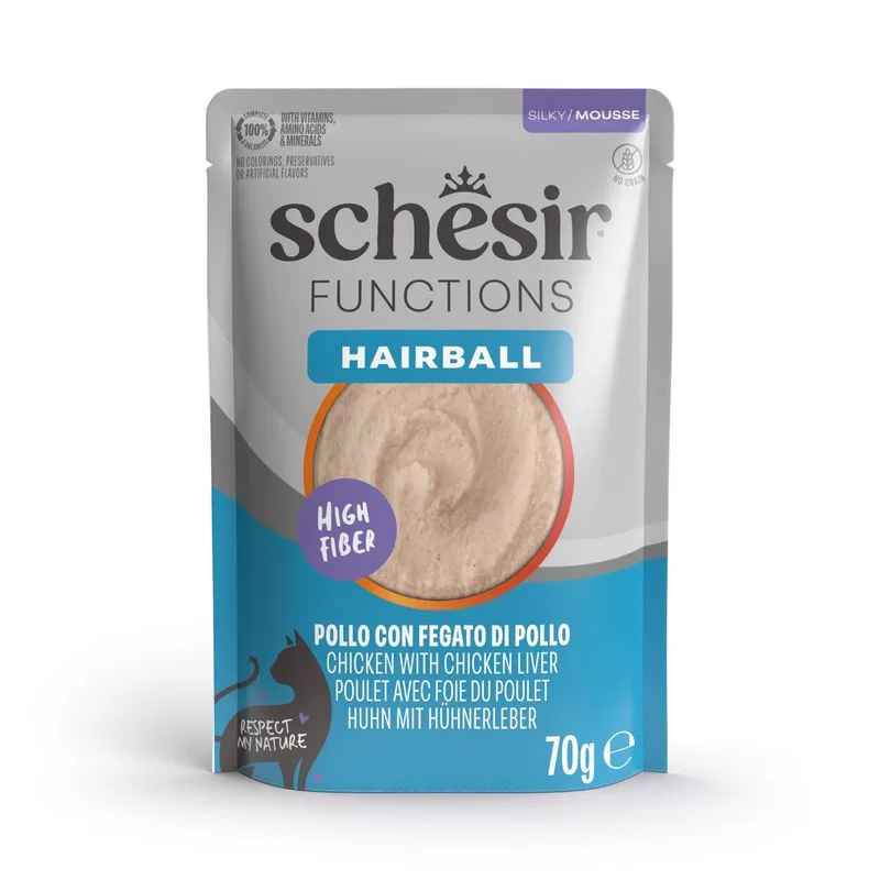 Schesir Functions Mousse 24 x 70 g (Hairball - Pollo con Fegato di pollo)
