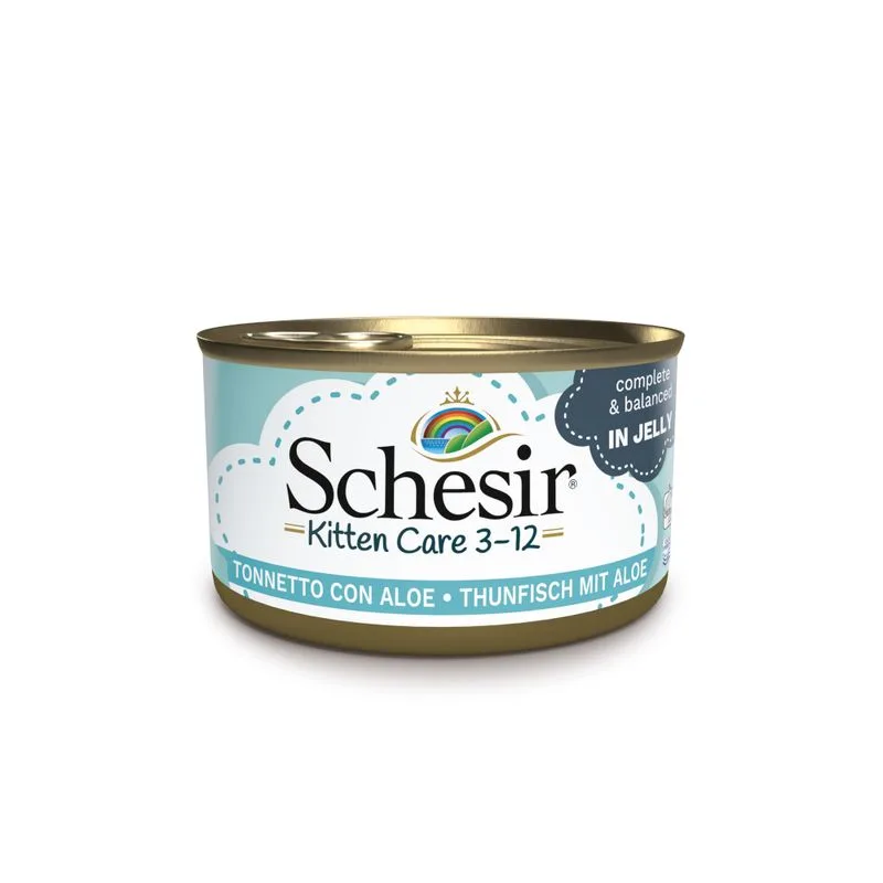 Schesir Kitten in Gelatina (Set %: 24 x 85 g Tonnetto con Aloe)