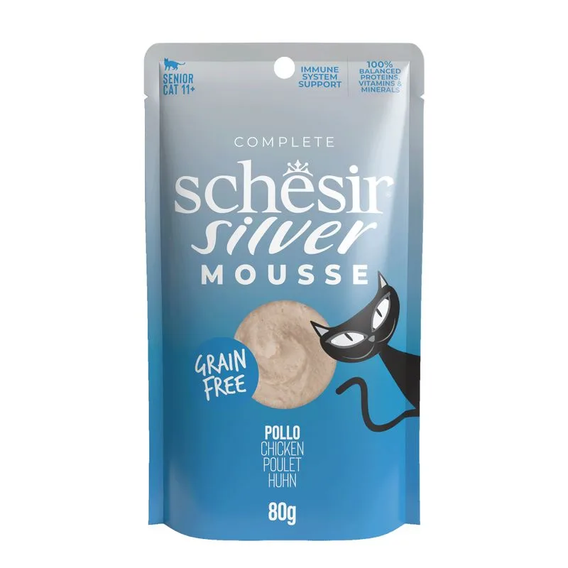 Schesir Silver Mousse 12 x 80 g Umido per gatto (Pollo)