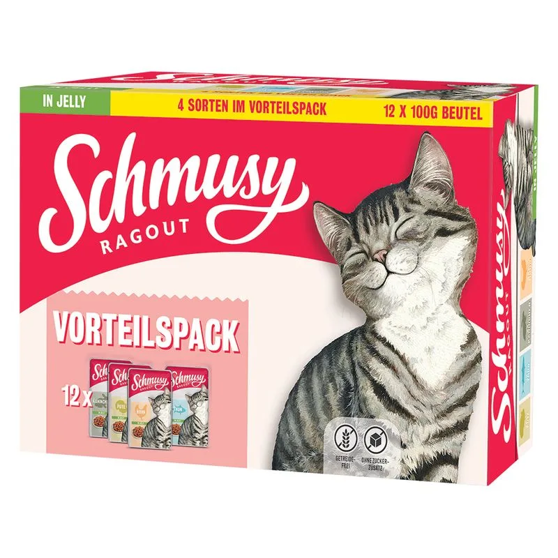 Schmusy Ragout in Gelatina Pacco misto umido per gatto (Set %: 48 x 100 g)