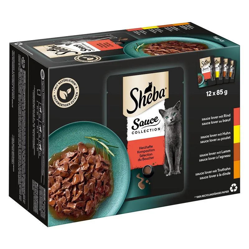 Pacco scorta: Sheba Variazioni Buste 144 x 85 g Alimento umido per gatti (Collezione in Salsa Ricca composizione)