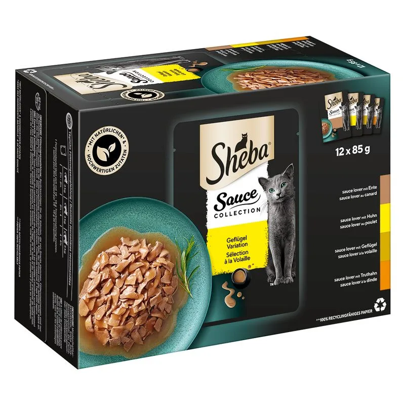 Pacco scorta: Sheba Variazioni Buste 144 x 85 g Alimento umido per gatti (Collezione in Salsa Variazioni di Pollame)