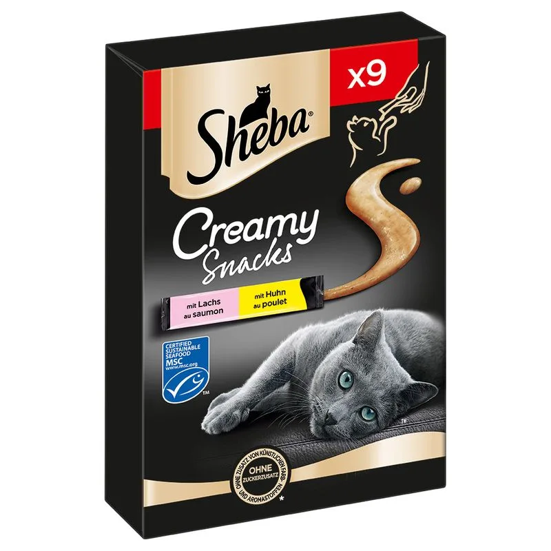Sheba Creamy Snacks (63 x 12 g Pollo & Salmone)