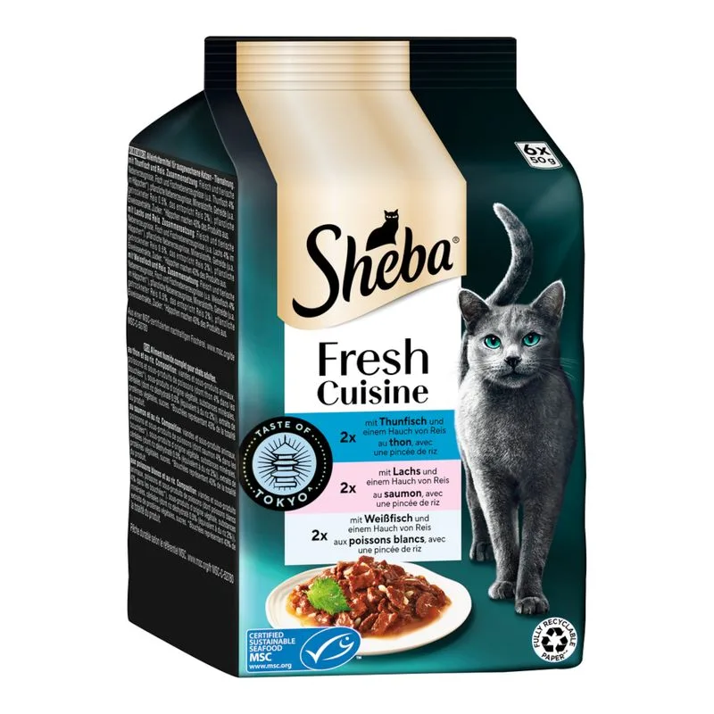 Sheba Delices Gourmands 36 x 50 g (Taste of Tokyo - Tonno, Salmone, Pesce bianco in salsa)
