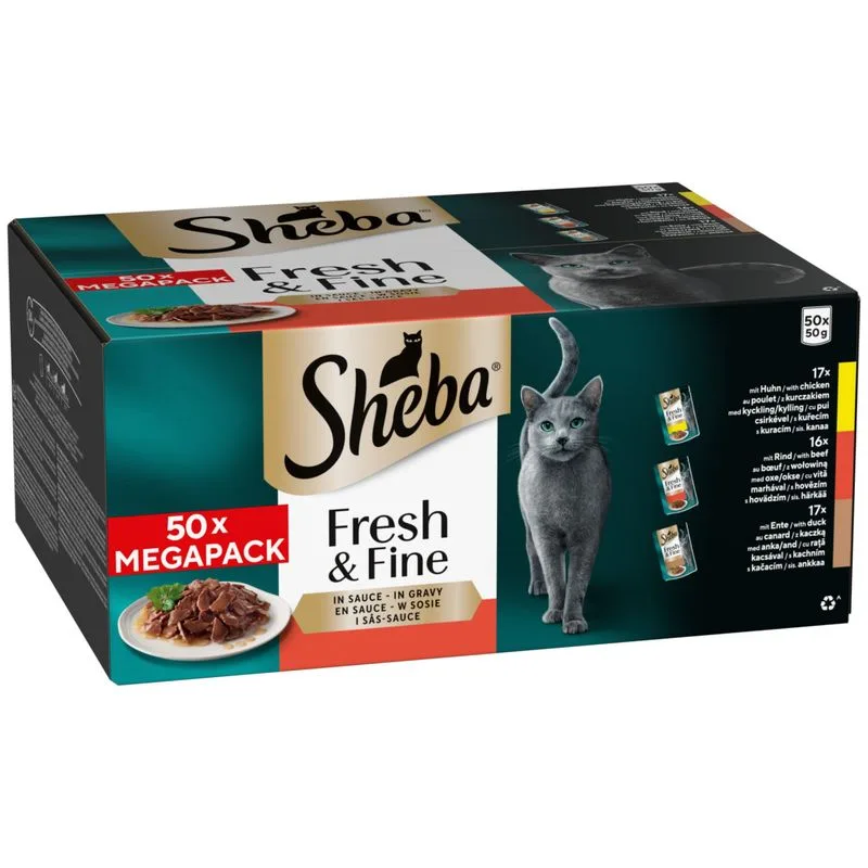 Sheba Délices du Jour 50 x 50 g (con Pollo, Manzo e Anatra in salsa)