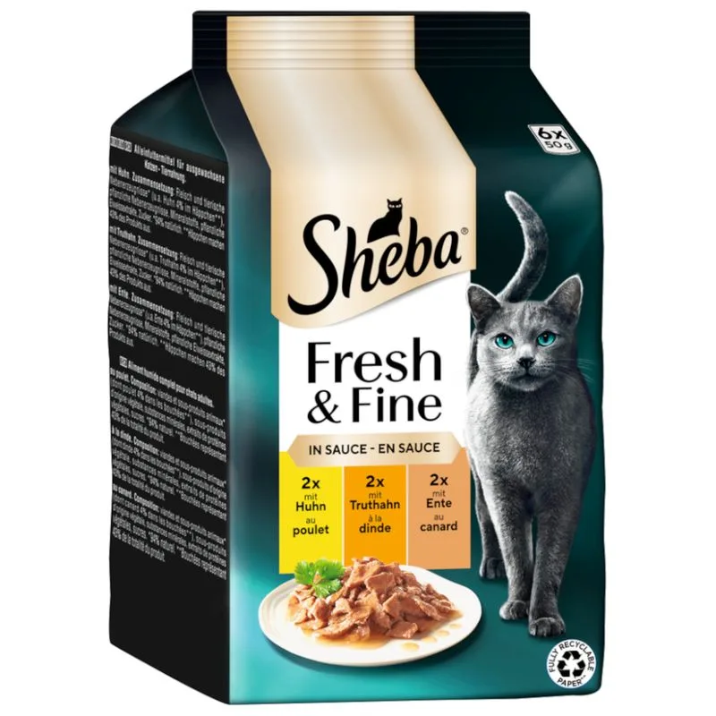 Sheba Délices du Jour 72 x 50 g (Pollo, Tacchino, Anatra in salsa)