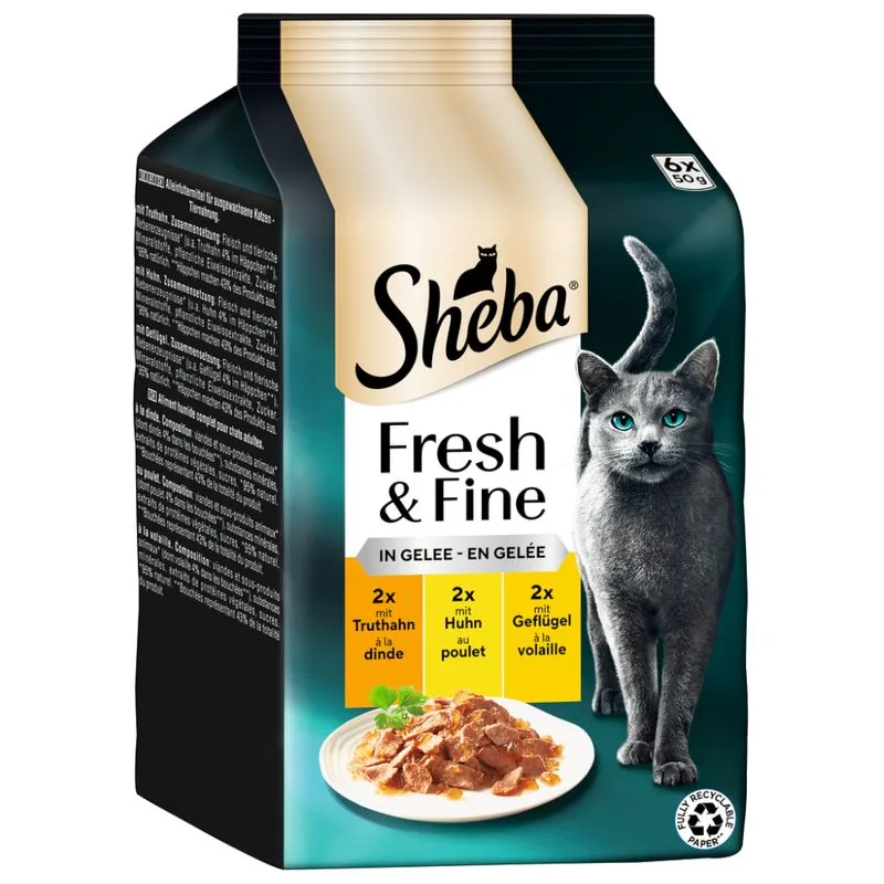 Sheba Délices du Jour 72 x 50 g (Tacchino, Pollo, Pollame in gelatina)